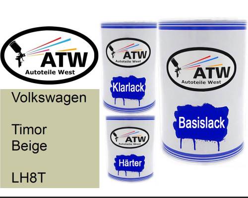 Volkswagen, Timor Beige, LH8T: 500ml Lackdose + 500ml Klarlack + 250ml Härter - Set, von ATW Autoteile West.